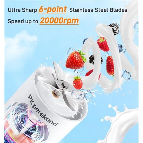 Portable Blender , Personal Mini Blender with 6 Blades, 16 Oz - Picture 4 of 5